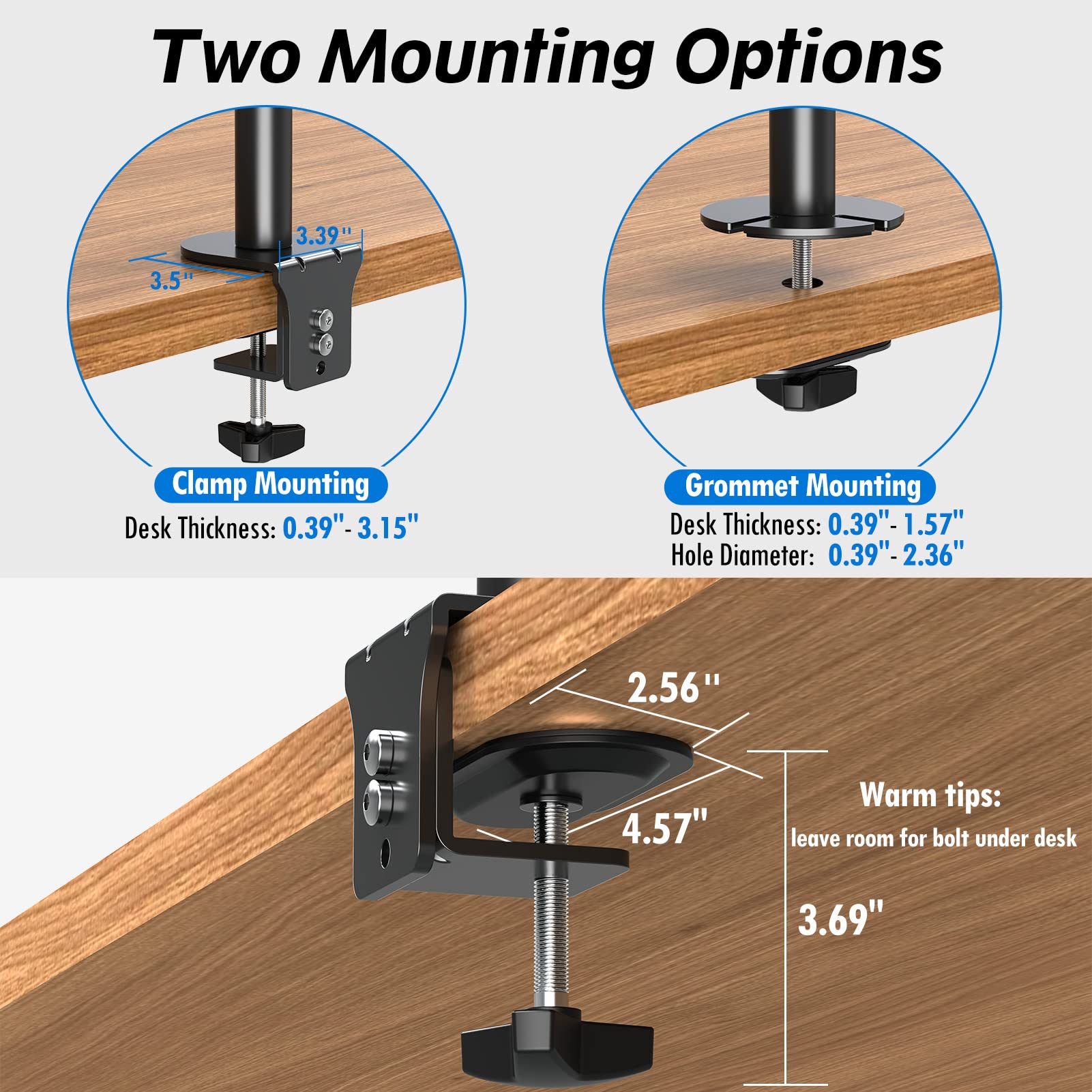 MOUNTUP Single Monitor Desk Mount, Tall Monitor Stand for 13-32 Inch Screen, Fully Adjustable Computer Desk Mount, Articulating Monitor Arm, VESA Mount with Clamp/Grommet Mounting Base, up to 17.6lbs