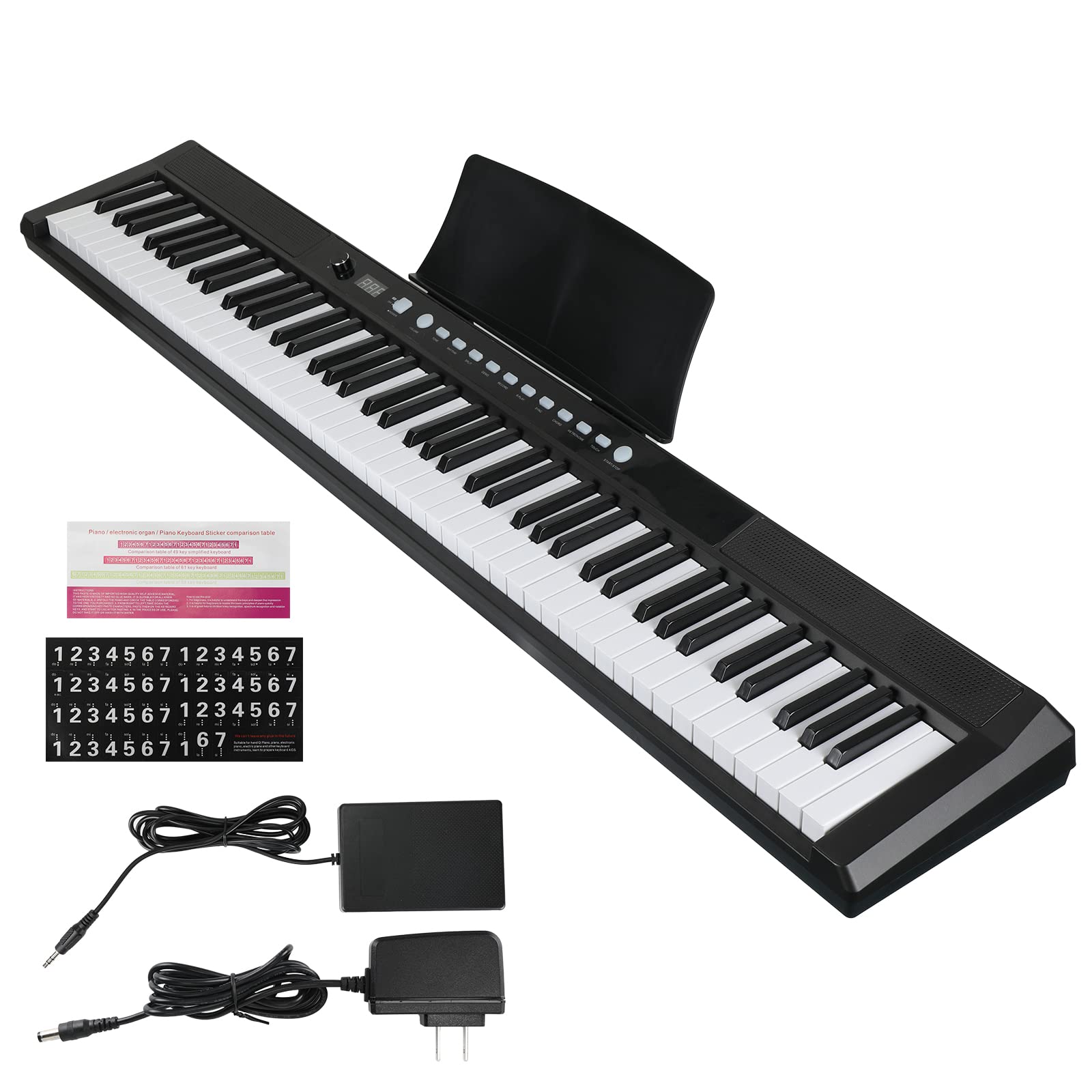 Asmuse Keyboard Piano 88 Key, Digital Piano Full Size Semi Weighted with 2 Speakers, Electric Piano Keyboard for Beginners, Music Keyboard with 128 Rhythms 128 Tones 80 Demo Songs