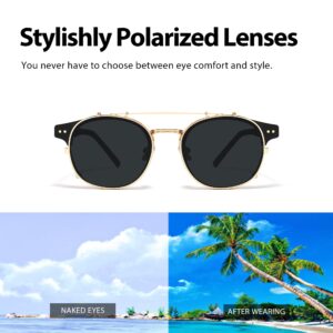 Technigadgets Pedro Vintage Sunglasses For Men (Gold Black)