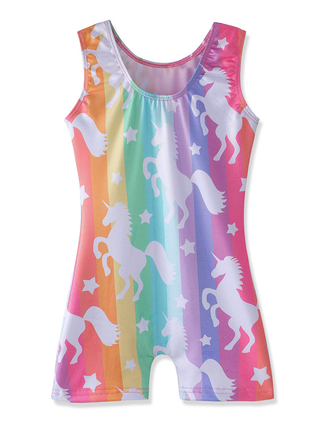 HOZIY Bundle of Rainbow Leotards with Shorts for Girls and Rainbow Unicorn Biketard for Kids Gymnastics Size 1t 2t 12-24 Months