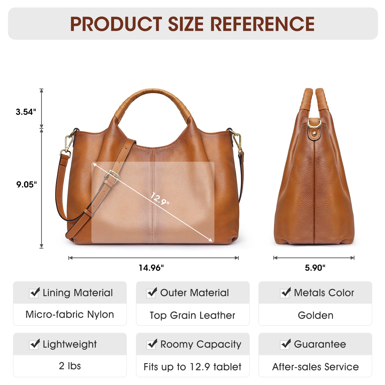 Kattee Genuine Leather Purses Handbags for Women Crossbody Bags Top Handle Soft Satchel Tote Shoulder Bag Medium Size