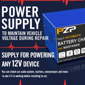 PZ.P 12v Smart Car Battery Charger, 5Amp Fully-Automatic Trickle Charger, Battery Desulfator with Auto Repair, 12 Volt Battery Maintainer, Winter Mode, Suitable for AGM, Deep Cycle, Lawn Mower, RV