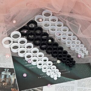 Qmcandy 3 Pairs Black White Clear Thick Silicone Tunnels Flexible Ear Skin Gauges for Ear 16mm