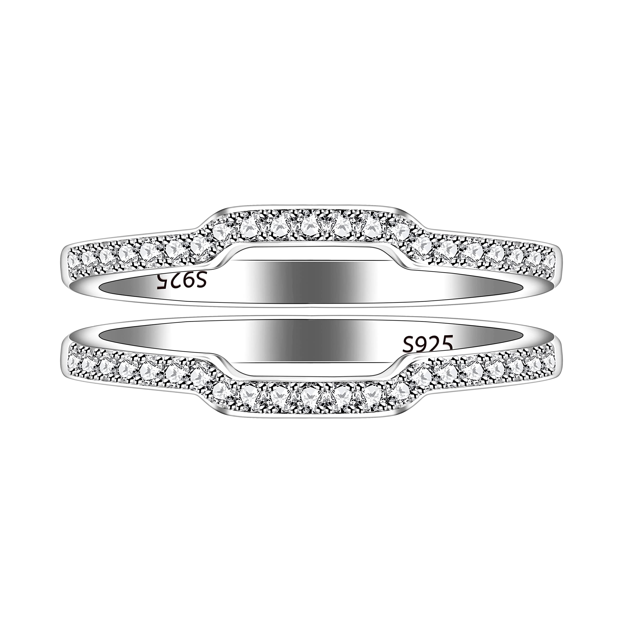 Uloveido 2 Stackable Rings Enhancer for Women 925 Sterling Silver Wedding Engagement Anniversary Promise Rings Enhancer Size 7 Y2191