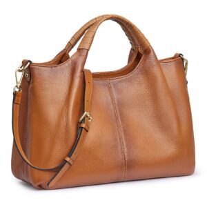 Kattee Genuine Leather Purses Handbags for Women Crossbody Bags Top Handle Soft Satchel Tote Shoulder Bag Medium Size