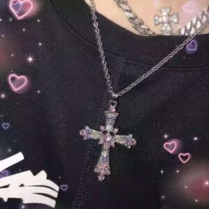 LIRUNQIN Y2k Necklaces Coquette Jewelry Indie Jewelry Cross Necklace Accessories Grunge Emo Punk Gyaru Necklaces for Women