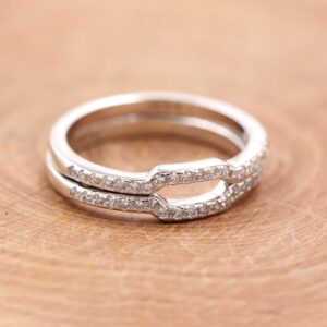 Uloveido 2 Stackable Rings Enhancer for Women 925 Sterling Silver Wedding Engagement Anniversary Promise Rings Enhancer Size 7 Y2191