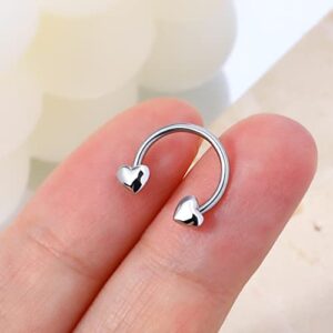 Jewseen 16G Septum Rings Heart Cartilage Earring Hoop 316L Stainless Steel Helix Earring Daith Earring Nose Ring Hoop Septum Piercing Jewelry for Women and Men