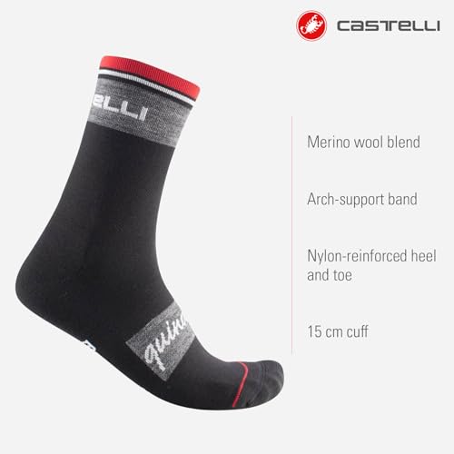 Castelli Men’s Quindici Soft Merino Sock for Cycling, Gravel Biking & Everyday - Black - XX-Large