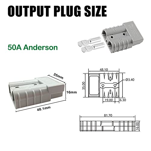 58.4V 15A Charger 58.4V LiFePO4 Battery Charger 50A Anderson Connector for 16S 48V LiFePO4 Battery Pack Smart Charger Full Charge Auto-Stop