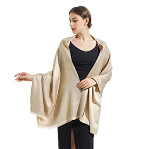 Ciormis Shawls and Wraps for Evening Dresses Gold Attractive Pashmina Scarf Shawl Wrap for Evening Party(Gold)