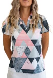 yatta golf women's birdie dropper v-neck short sleeve polo shirt