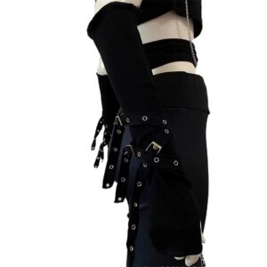 Instobig Black Arm Sleeves for Women Mall Goth Steampunk Arm Warmers Punk Accessories Buckles Gloves