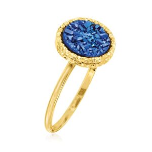 Ross-Simons Italian Blue Drusy Ring in 14kt Yellow Gold. Size 6