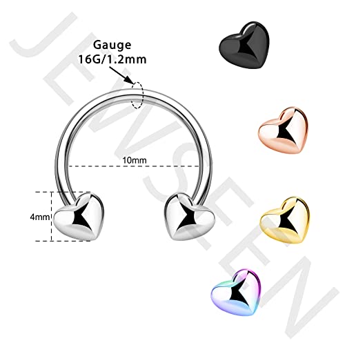 Jewseen 16G Septum Rings Heart Cartilage Earring Hoop 316L Stainless Steel Helix Earring Daith Earring Nose Ring Hoop Septum Piercing Jewelry for Women and Men