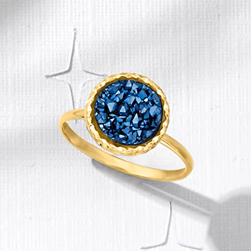 Ross-Simons Italian Blue Drusy Ring in 14kt Yellow Gold. Size 6