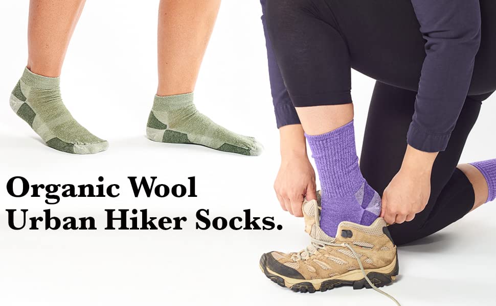 Maggie's Organic Dark Urban Hiker Crew Wool Socks (as1, alpha, l, regular, regular, Dark Purple, Large)