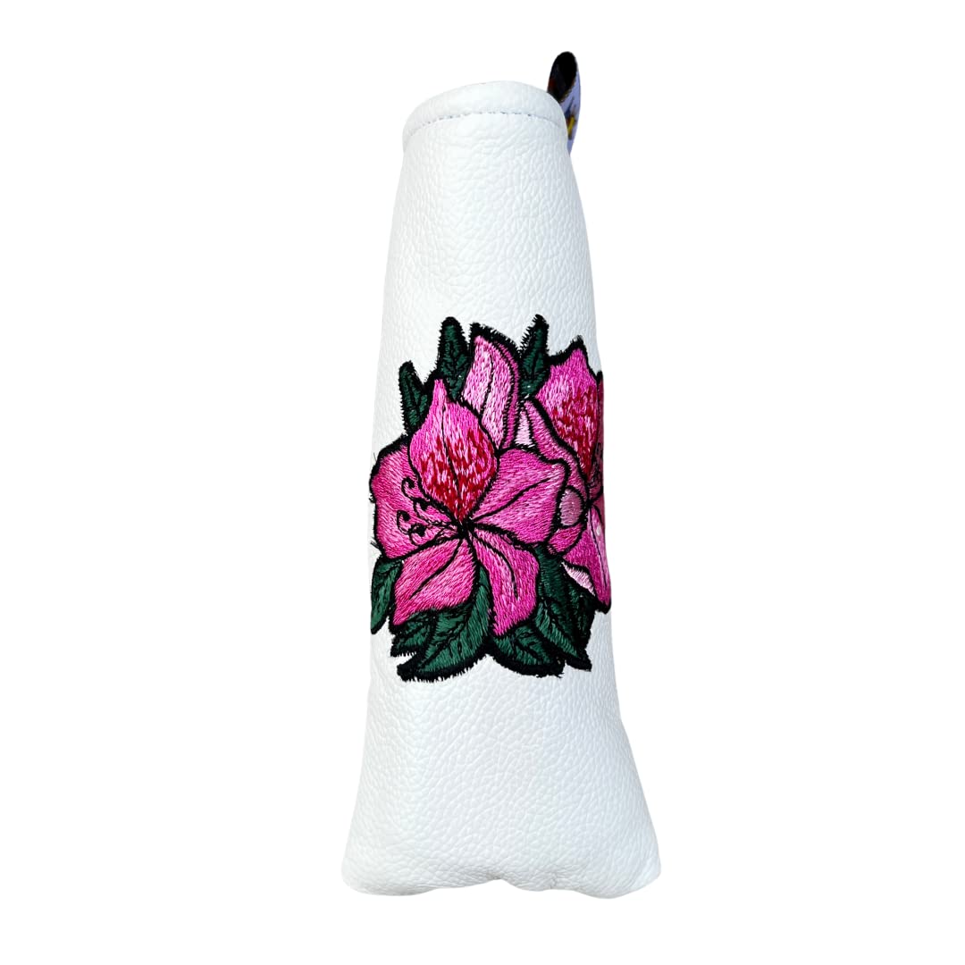 Azalea Hand Embroidered Blade Putter Golf Club Leather Headcover Magnetic Closure Sunfish