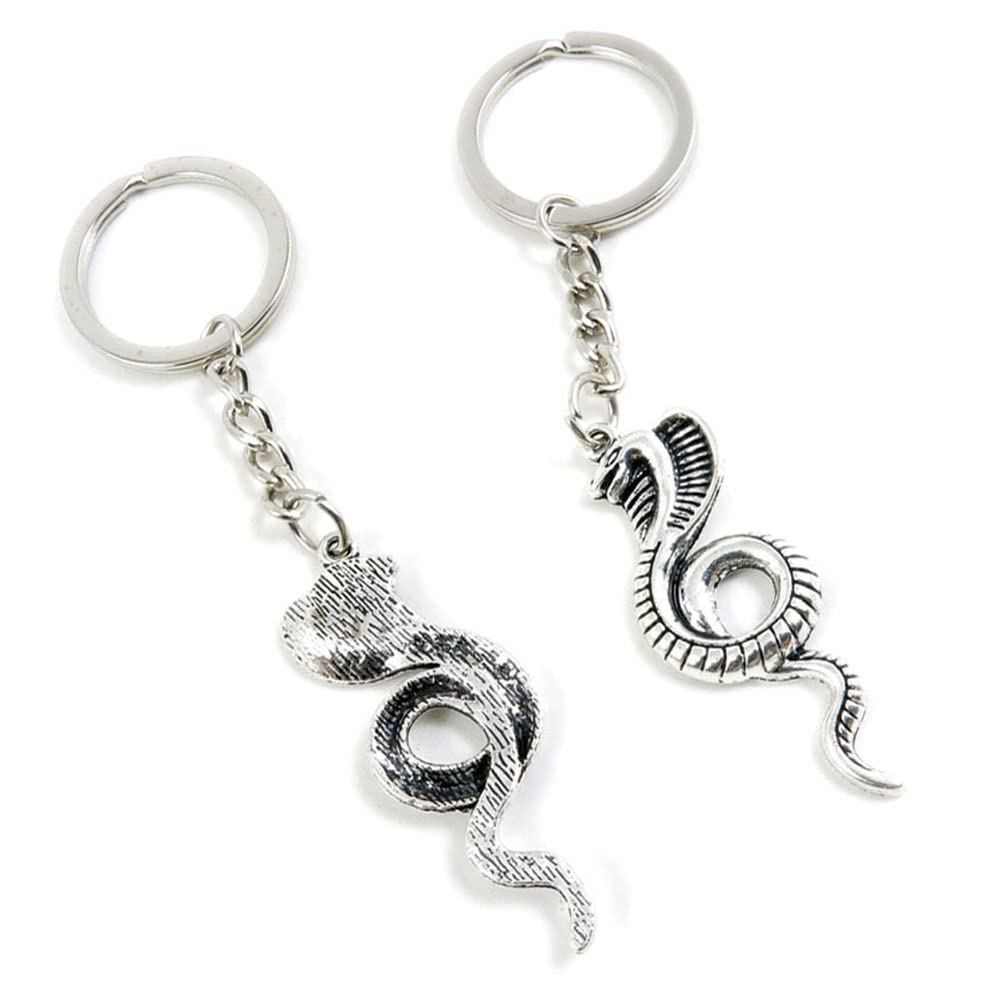 100 Pieces Keychain Keyring Door Car Key Chain Ring Tag Charms Supplies X5RY3N Cobra Snake