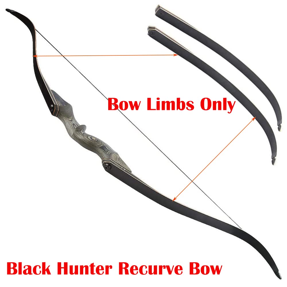 ZSHJGJR Archery Black Hunter Recurve Bow Limbs Replacement Bow Limbs 25-65lbs Right/Left Hand (30lbs, Right Hand)