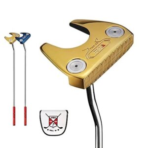 Golf Putter with Golf Headcover CNC Integration Stainless Steel Shaft Golf Clubs Putter Mens Womens Golf Driving Sports (Gold)