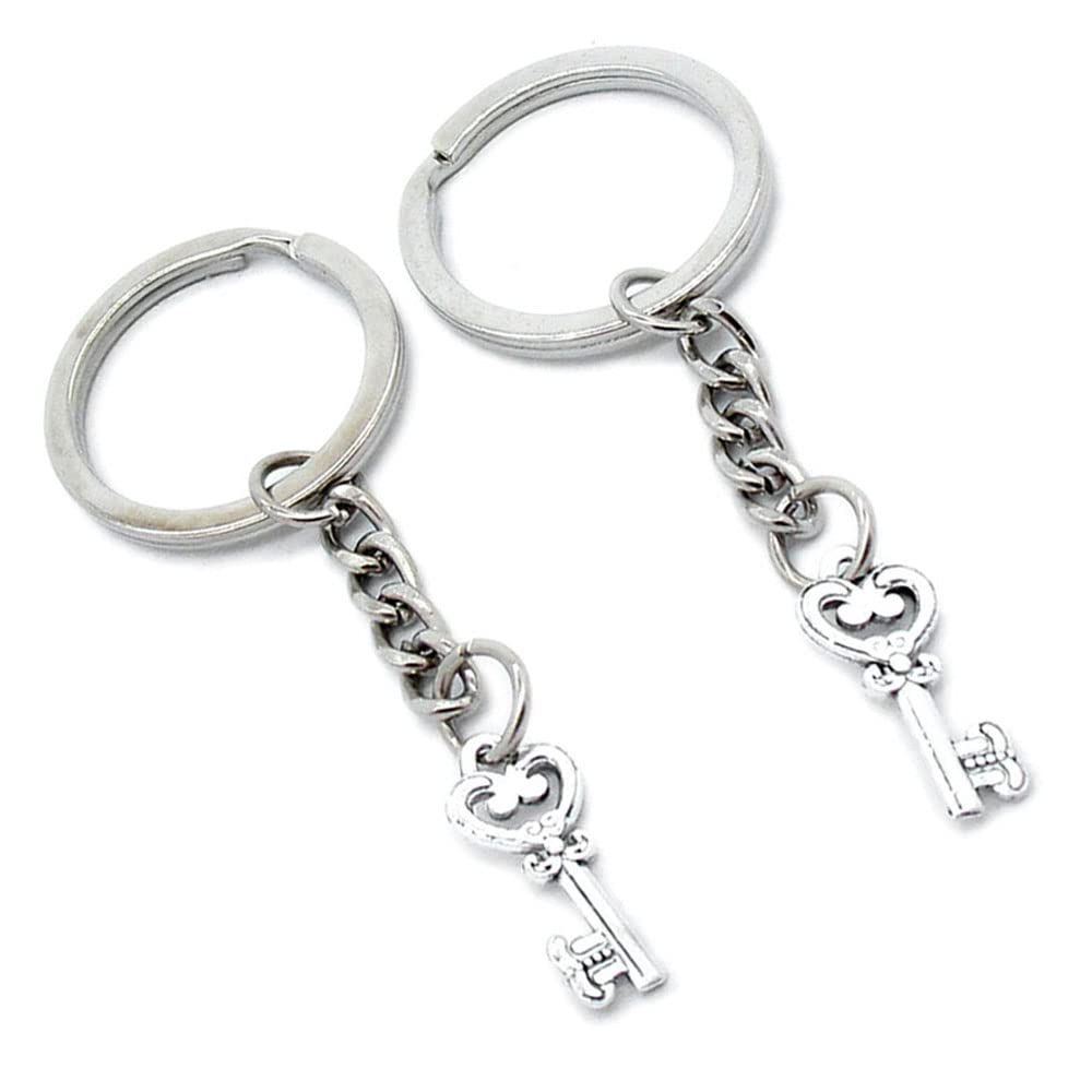 100 Pieces Keychain Keyring Door Car Key Chain Ring Tag Charms Supplies O5RH4R Magic Skeleton Key