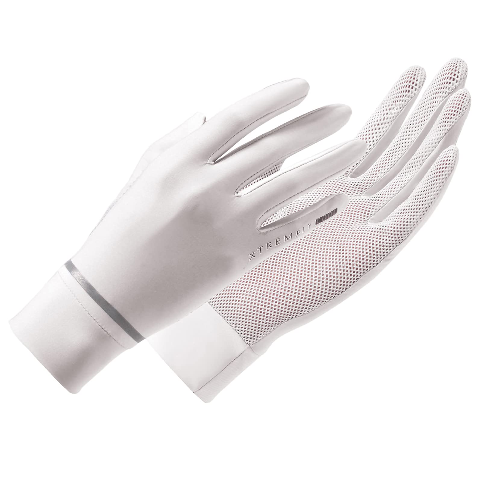 amokk Women Summer Gloves Sun Protection Wrist Length Driving Gloves for Women (White-A)