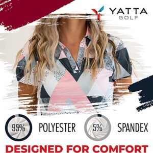 YATTA GOLF Women's Birdie Dropper V-Neck Short Sleeve Polo Shirt