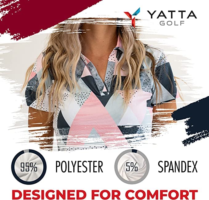 YATTA GOLF Women's Birdie Dropper V-Neck Short Sleeve Polo Shirt