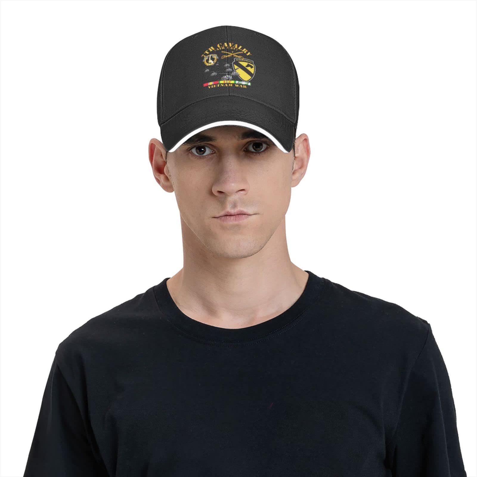 7th Cavalry Air Cav 1st Cav Division Vietnam Veteran Unisex Baseball Cap Sandwich Cap Plain Dad Cap Adjustable Cap Black