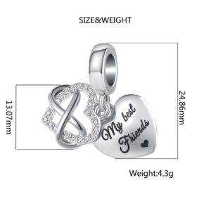 QeenseKc My Best Friend Friendship Charm Heart Infinity Bead for Pandora Bracelet (Aut-173_Fri)