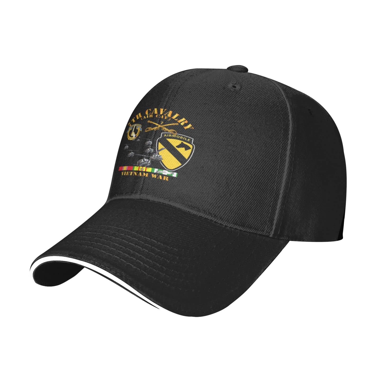 7th Cavalry Air Cav 1st Cav Division Vietnam Veteran Unisex Baseball Cap Sandwich Cap Plain Dad Cap Adjustable Cap Black