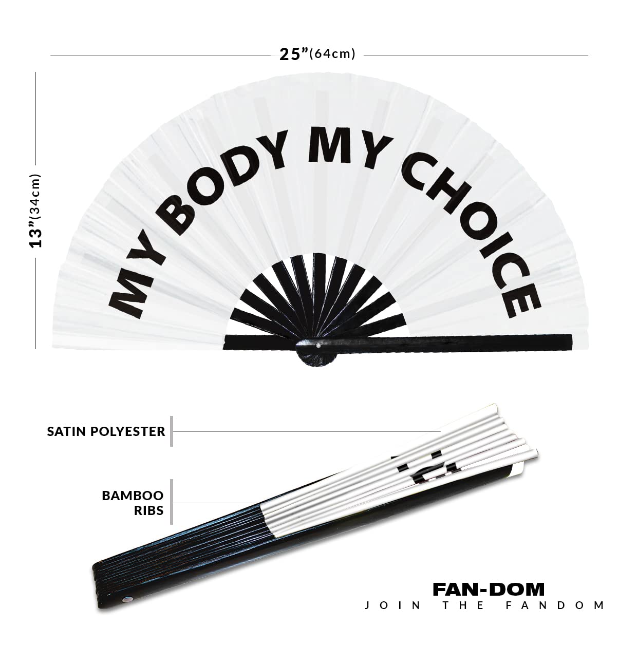 My Body my Choice hand fan foldable bamboo circuit hand fan funny gag slang words expressions statement gifts Festival accessories Rave handheld Circuit event fan Clack fans (White)