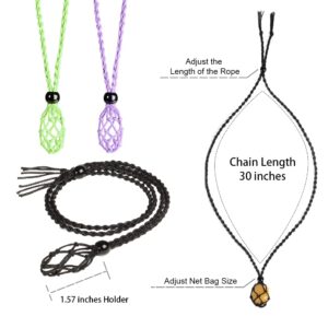 weryerker 12 PCS Crystal Necklace Cord Empty Stone Holder 1.57“ Rope Hand-Woven Necklace Cord with Adjustable for Stone Necklace DIY Bracelet (Black + Blue + Green + Purple + Pink + Coffee)