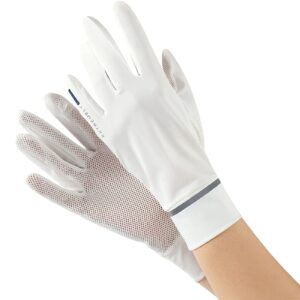 amokk Women Summer Gloves Sun Protection Wrist Length Driving Gloves for Women (White-A)