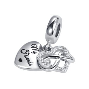 QeenseKc My Best Friend Friendship Charm Heart Infinity Bead for Pandora Bracelet (Aut-173_Fri)