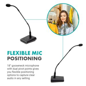 Movo GM-5 Professional 18-inch Gooseneck Microphone with USB Interface Stand, One-Touch Mute- USB Podium Microphone with Stand for Conferencing, Live Events, Streaming - USB Computer Mic for Mac, PC