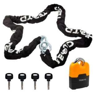 motorcycle lock chain lock 5.3feet/160cm long heavy duty anti-theft bike chain locks security 10mm thick chain with bright-colored lock 4 keys for motorcycles,generator,containers(8.6lbs)