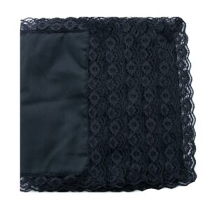 COCOUSM Ladies Handkerchiefs with Lace Pure Cotton Womens Hankies Black 3PCS