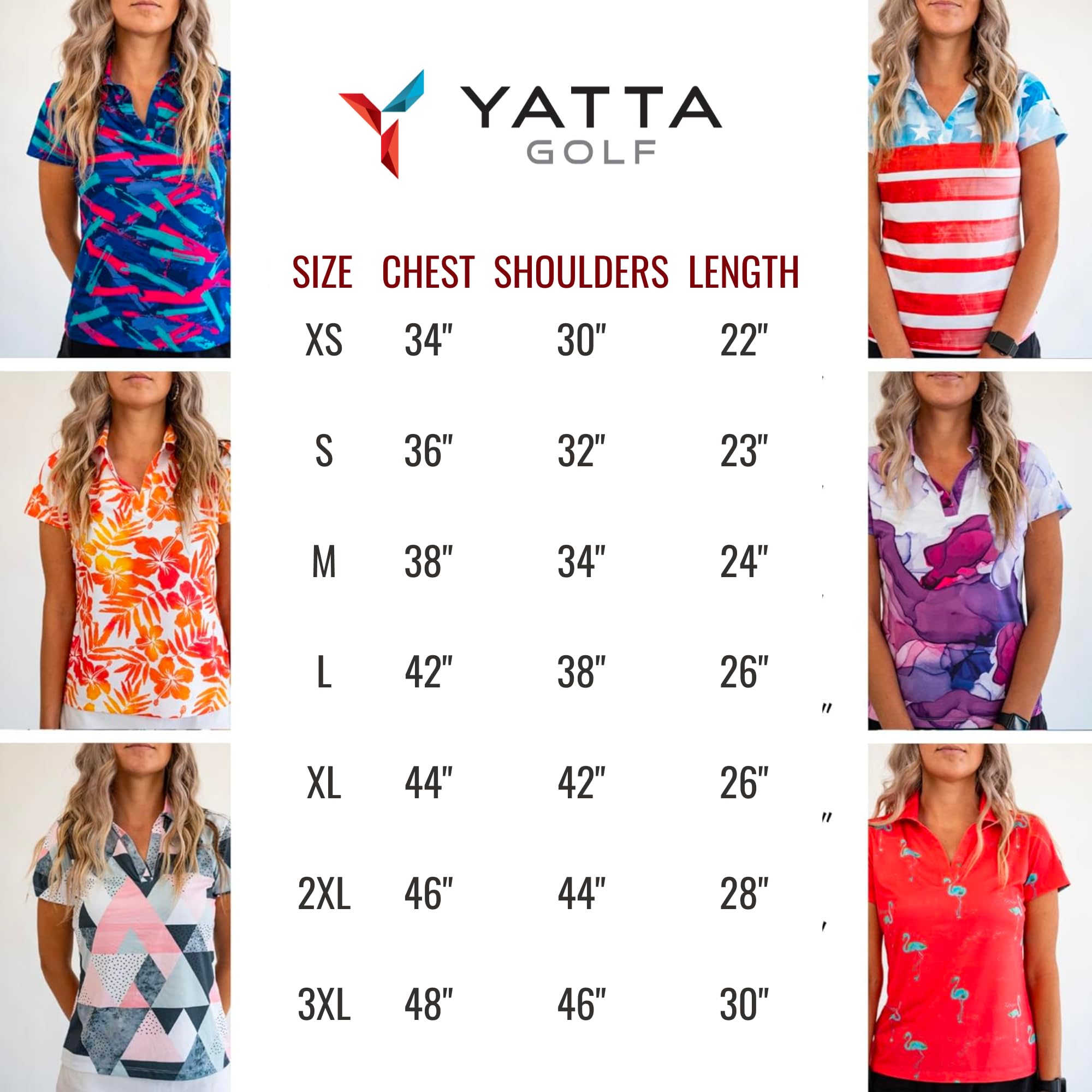 YATTA GOLF Women's Birdie Dropper V-Neck Short Sleeve Polo Shirt