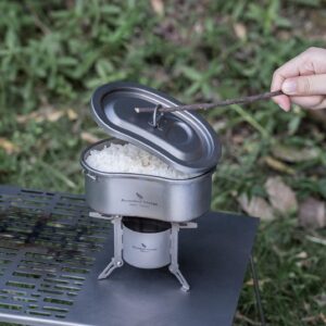 Boundless Voyage Titanium Spirit Alcohol Stove Camping Mini Spirit Cooker Alcohol Burner with Foldable Stands Brackets for Backpacking Hiking Ti2016C