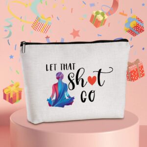 Wlesinzt Yoga Gifts for Women Zipper Travel Makeup Bag Yoga Accessories Yoga Gift for Yoga Instructor Funny Meditation Yoga Gifts Zen Gifts for Daughter Sister for Birthday Christmas Unique Gifts