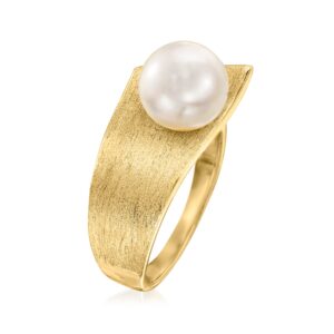 Ross-Simons 8-8.5mm Cultured Pearl Ring in 18kt Gold Over Sterling. Size 6