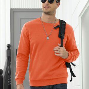 MAGCOMSEN Winter Sweatshirts For Men Crewneck Tops Thick Cotton Sweatshirts Sherpa Tops Sweatshirt Fleece Lining Casual Warm Sweatshirts Bomber Sweatshirts Pullover Orange