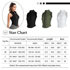 FEOYA Women Full Zip Sleeveless Tank Top Workout Shirts Elastic Sweatshirt for Yoga Running Golf Vest T-Shirts White S