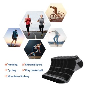 JOYNÉE Mens Low Cut Athletic Cushion Socks Comfort Running Ankle Socks with Moisture Wicking 6 Pack