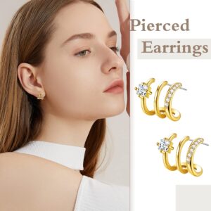 Sanfenly 8Pairs Double Hoop Earrings Claw Earrings Cuff for Women Teen Girls Spiral Twisted Hoop Earrings Huggie Climber Wrap Cuff Piercing Studs Cartilage Ear Piercing