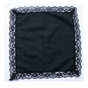 COCOUSM Ladies Handkerchiefs with Lace Pure Cotton Womens Hankies Black 3PCS