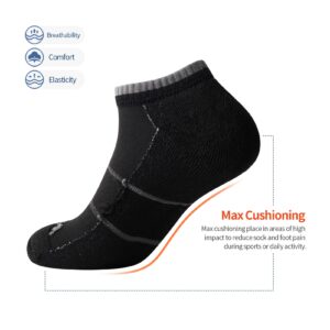 JOYNÉE Mens Low Cut Athletic Cushion Socks Comfort Running Ankle Socks with Moisture Wicking 6 Pack