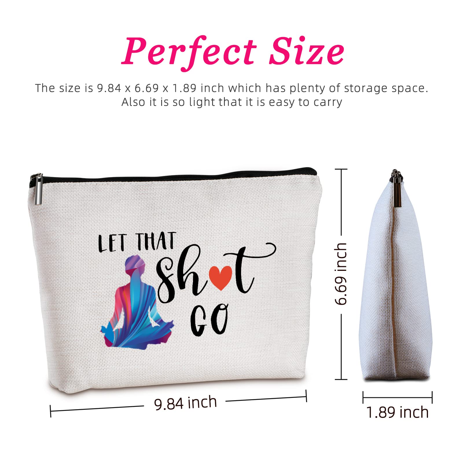 Wlesinzt Yoga Gifts for Women Zipper Travel Makeup Bag Yoga Accessories Yoga Gift for Yoga Instructor Funny Meditation Yoga Gifts Zen Gifts for Daughter Sister for Birthday Christmas Unique Gifts